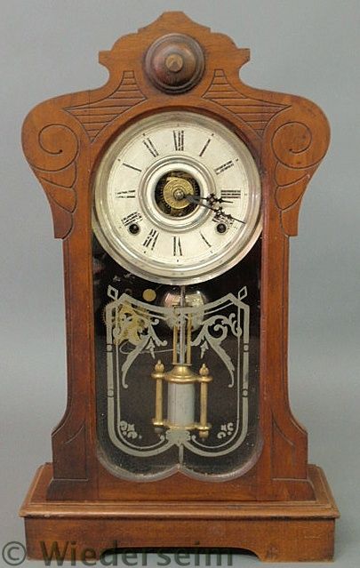 Victorian walnut mantel clock with