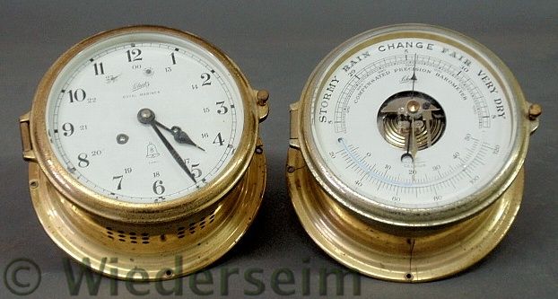 Brass ship's chronometer and matching
