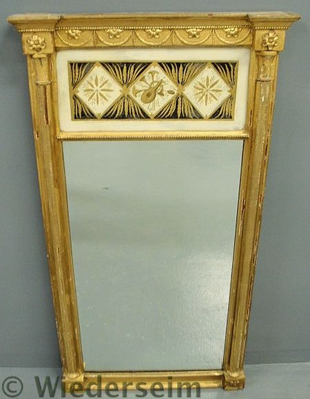 Classical gilt mirror c.1800 decorated