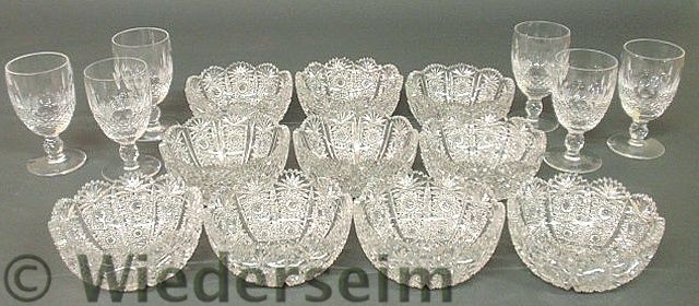 Set of ten cut glass finger bowls