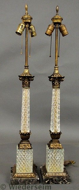 Large Pair of crystal brass and
