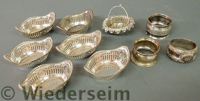 Set of five sterling silver nut dishes