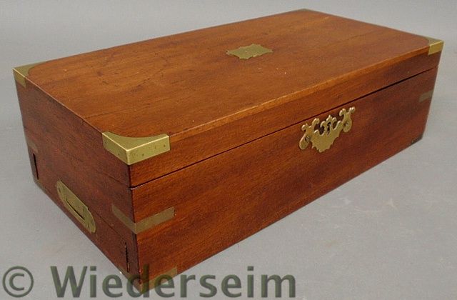Brass bound mahogany lap desk c 1860 159a25