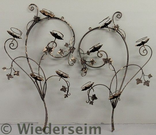 Pair of large wrought iron wall 159a32