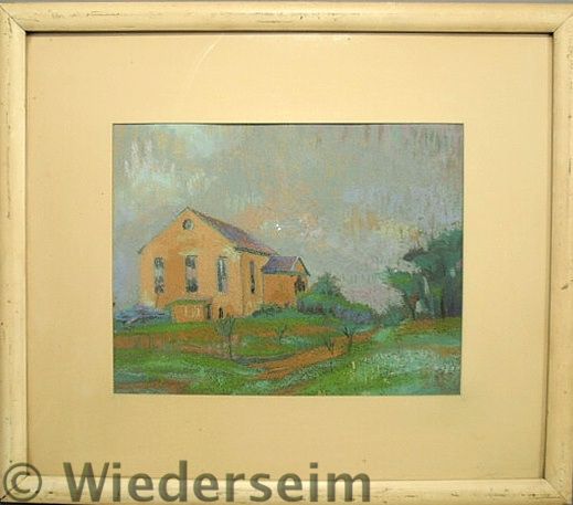 Framed and matted pastel drawing