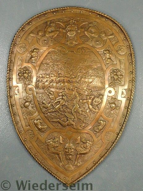 Italian sand-cast bronze shield