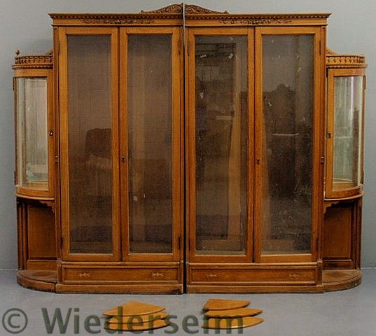 Oak two-part bookcase c.1900 each