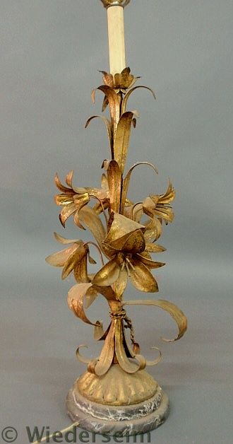 Gilt metal trumpet vine form table