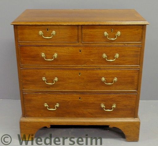 English mahogany split-drawer chest
