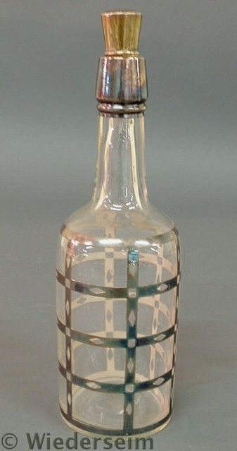 Silver overlay liquor bottle c 1900 159a94