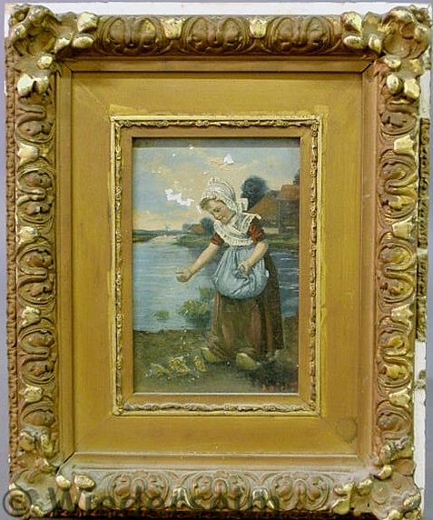 Oil on canvas and paper painting c.1900