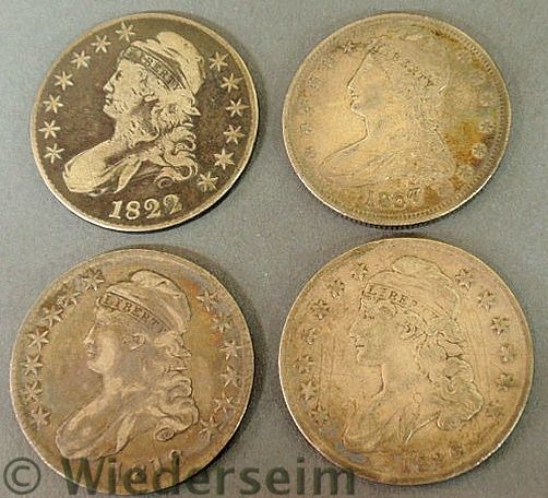Four Liberty Bust silver half-dollars-