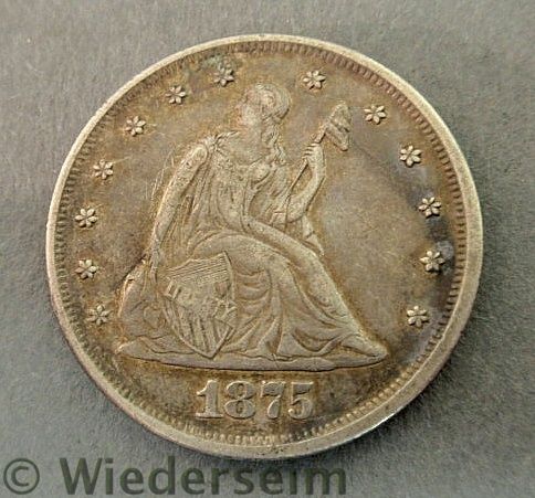 1875 silver twenty-cent piece F.