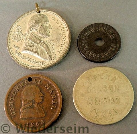 Four tokens and medals- Frankford