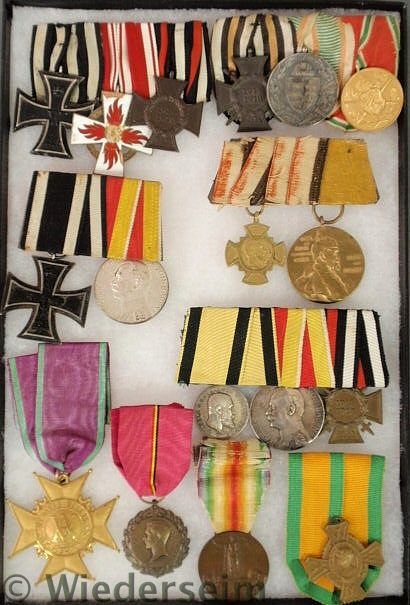 Cased tray of Imperial and German WWII