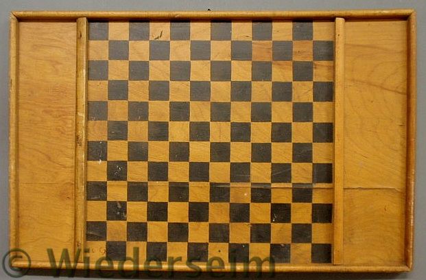 Wood checker/game board 20th c. 28x18
