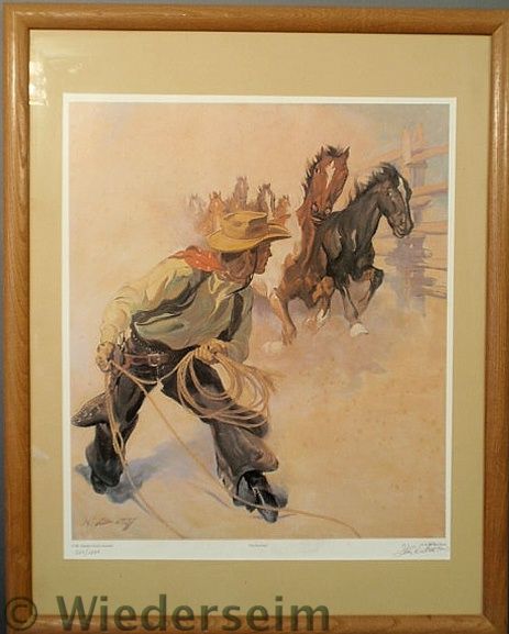 Framed and matted print "The Roundup"