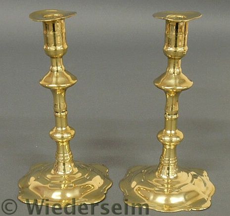 Pair of Queen Anne brass candlesticks 159af7