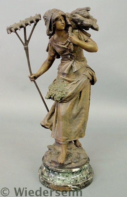 Faux bronze spelter metal figure of