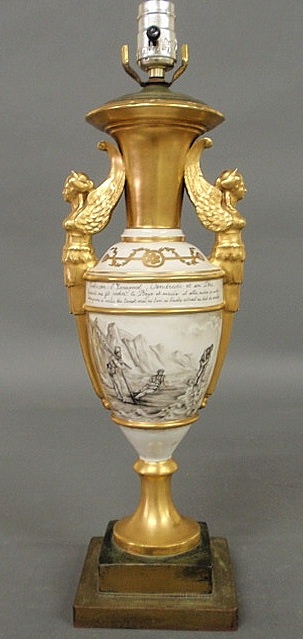 Old Paris porcelain vase with gilt