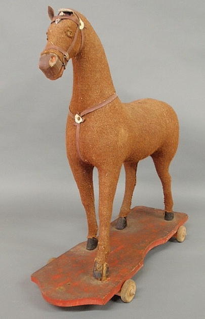 German stuffed horse pull-toy late 19th