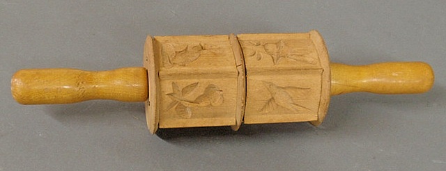 Carved maple springerle cookie rolling