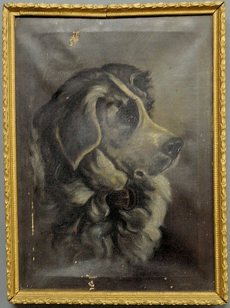 Oil on canvas portrait of a dog