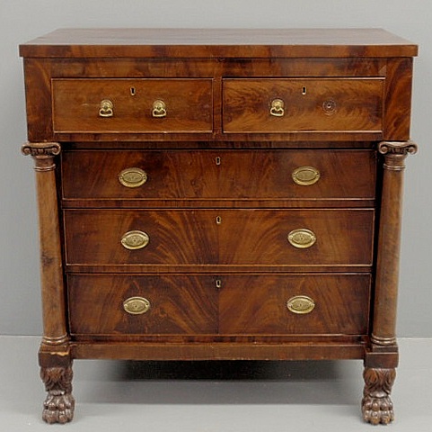 Empire mahogany chest of drawers. 45h.x42.5w.x24d.