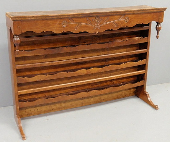 Top section of a French fruitwood hutch.