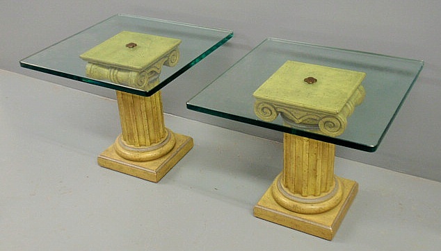Two small glass top tables with