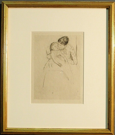 Rare Mary Cassatt drypoint on paper