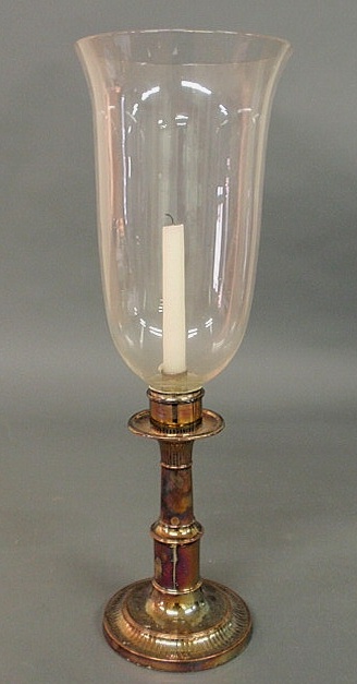 Silverplate hurricane lamp with