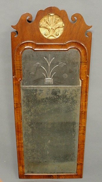 Queen Anne mahogany framed mirror 159d1d