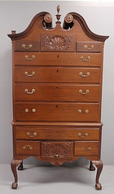 Chippendale mahogany bonnet-top