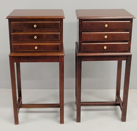 Pair of mahogany stained three-drawer