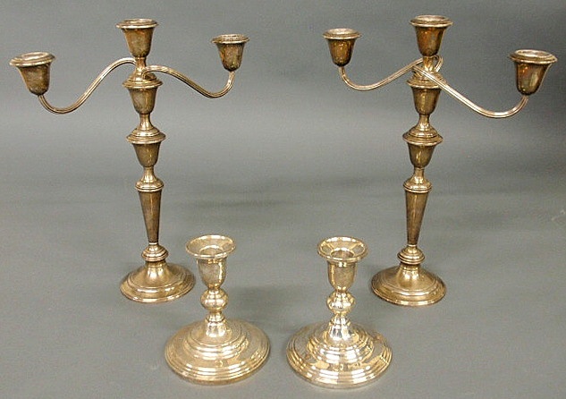 Pair of weighted sterling silver candelabra