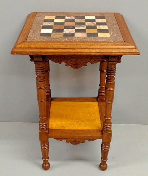 Victorian walnut table with granite 159d7e
