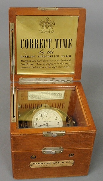 Mahogany cased Hamilton Watch Co. chronometer
