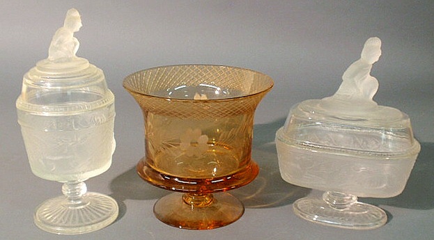 Amber cut glass centerpiece bowl