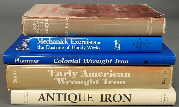 Five books on antique iron including 159dca