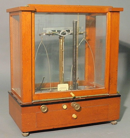 Mahogany and glass cased scale 159dcc