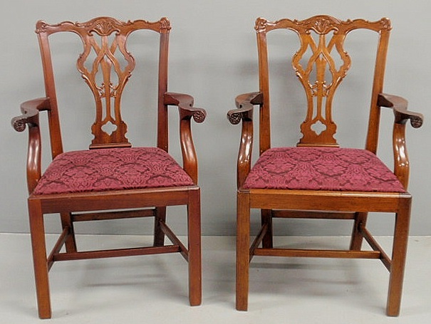 Pair of Chippendale style mahogany
