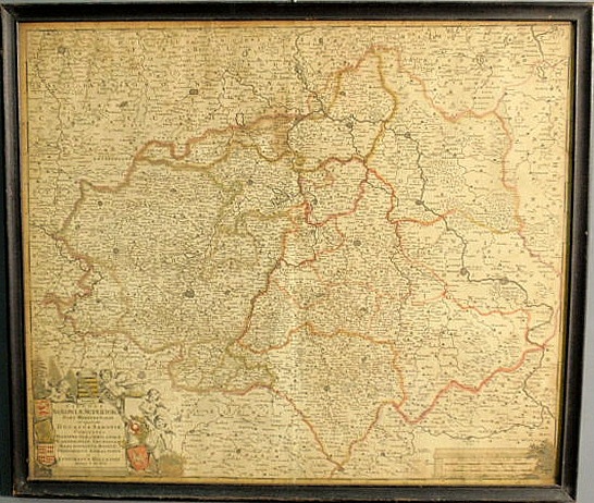 Hand-colored map Sachsen-Th?ringen c.1690