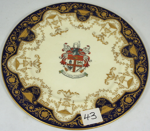 Cauldon China Gilded Cabinet Plate presented