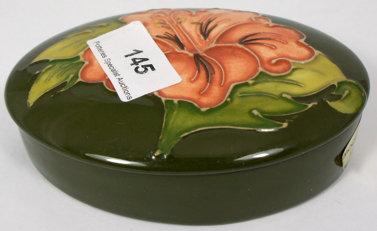 Moorcroft Hibiscus on Green covered