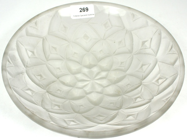 R Lalique Frosted Glass Bowl Diameter 15a092