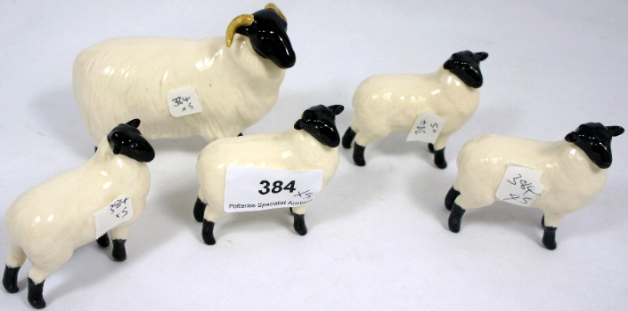 Beswick Black faced Sheep and Four 15a0fe