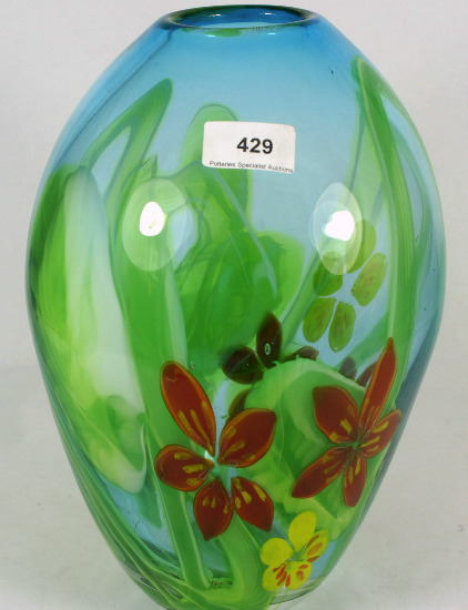 Large Blue and Green Murano Vase 15a126