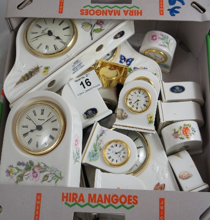 Tray of Mixed Aynsley Pottery Clocks