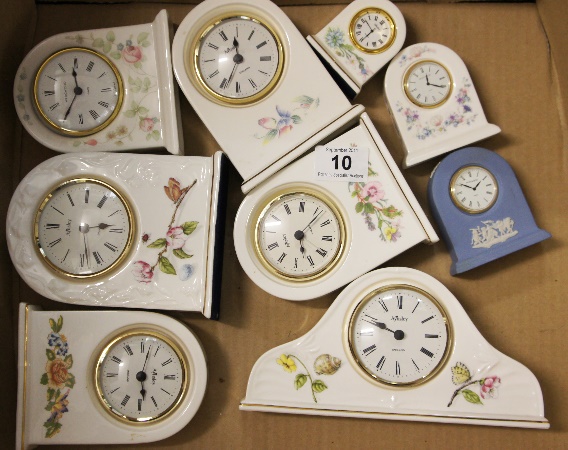 Tray of Aynsley and Wedgwood Clocks 15a3bb